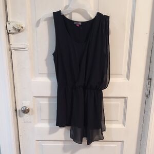 Vince Camuto Grecian Peplum Elegant Black Sleeveless Top